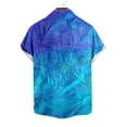 thumbnail image 5 of YLSDY Men's Ombre Blue Leaf Print Hawaiian Shirt, Gradient Tropical Pattern, Short Sleeve Button-Down Casual Top Blue XXL, 5 of 6