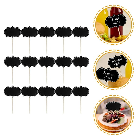 DINHEAROM Buffet Food Tags Appetizer Signs 24Pcs Black Paper Cheese Markers for Party Supplies