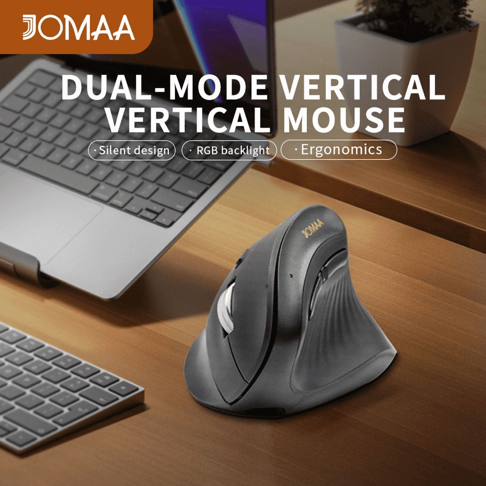 JOMAA Right Hand RGB Backlit Vertical Wireless Mouse for Computer Laptop Bluetooth Ecrognomic Mice Slinet Click