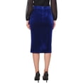 thumbnail image 3 of INSPIRE CHIC Women's Velvet Skirt Ruched High Waist Bodycon Formal Evening Cocktail Midi Pencil Skirts XL Royal Blue, 3 of 5
