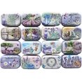thumbnail image 1 of RSACCSKY 8Pcs Metal Hinged Tin Box Container Floral Farmhouse Rustic Mini Portable Small Storage Container Kit with Lid for Home Storage 2.1x1.5x1 Inch (Purple), 1 of 7