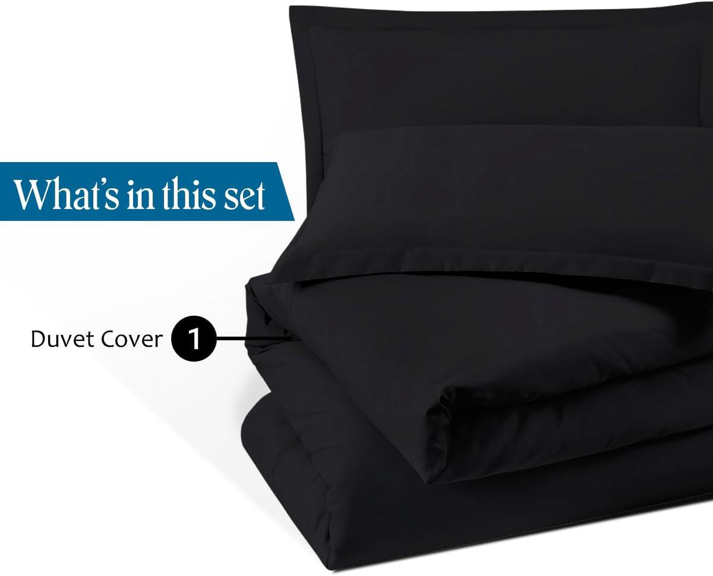 VEGAS HOTEL COLLECTION Classic Egyptian Cotton 1-Piece Duvet Cover { Zippered Closure } 1000 Thread Count- Fabulous Solid Looking Color Black - Oversized Queen Size