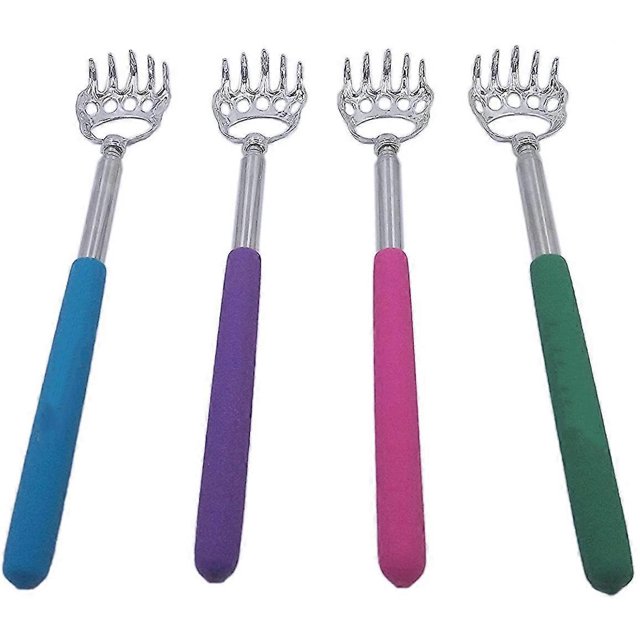 4-Pack Telescoping Back Scratcher , LEMENG Portable Extendable Telescopic Bear Claws Metal Back Scratchers
