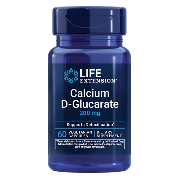 Life Extension Calcium D-Glucarate, 200 mg - Supports Detoxification, Helps Flush Out Unwanted Compounds – Gluten-Free, Non-GMO, Vegetarian – 60 Capsules