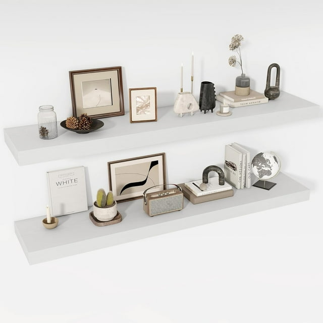 Floating Shelves Deep Floating Shelf Wall Mounted Wall Shelves Rustic Deep Bookshelf Extra Deeper & Thicker Display Shelves for Bedroom Living Room Set of