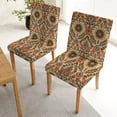 thumbnail image 2 of Vintage Flowers Chair Covers Slipcovers Set of 4,Spandex Super Fit Stretch Removable Washable Kitchen Parsons Protector for Dining Room,Hotel Ceremony,Beige Orange Dining Chair Covers, 2 of 5