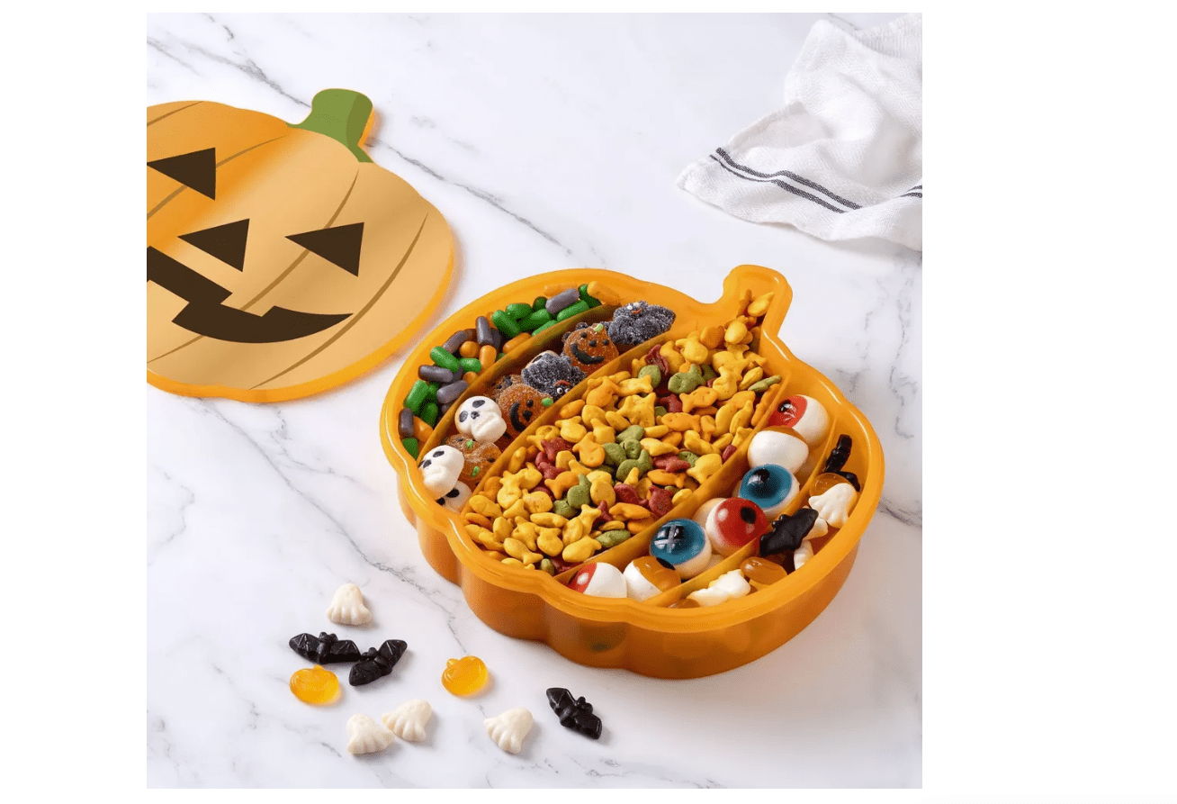 Cook With Color Figural Pumpkin Halloween Snackle Box Food Storage Container