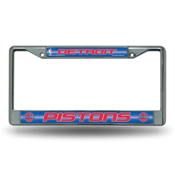 Detroit Basketball Pistons Standard Size Chrome License Plate Frame - It Sparkles! - Let's Go!