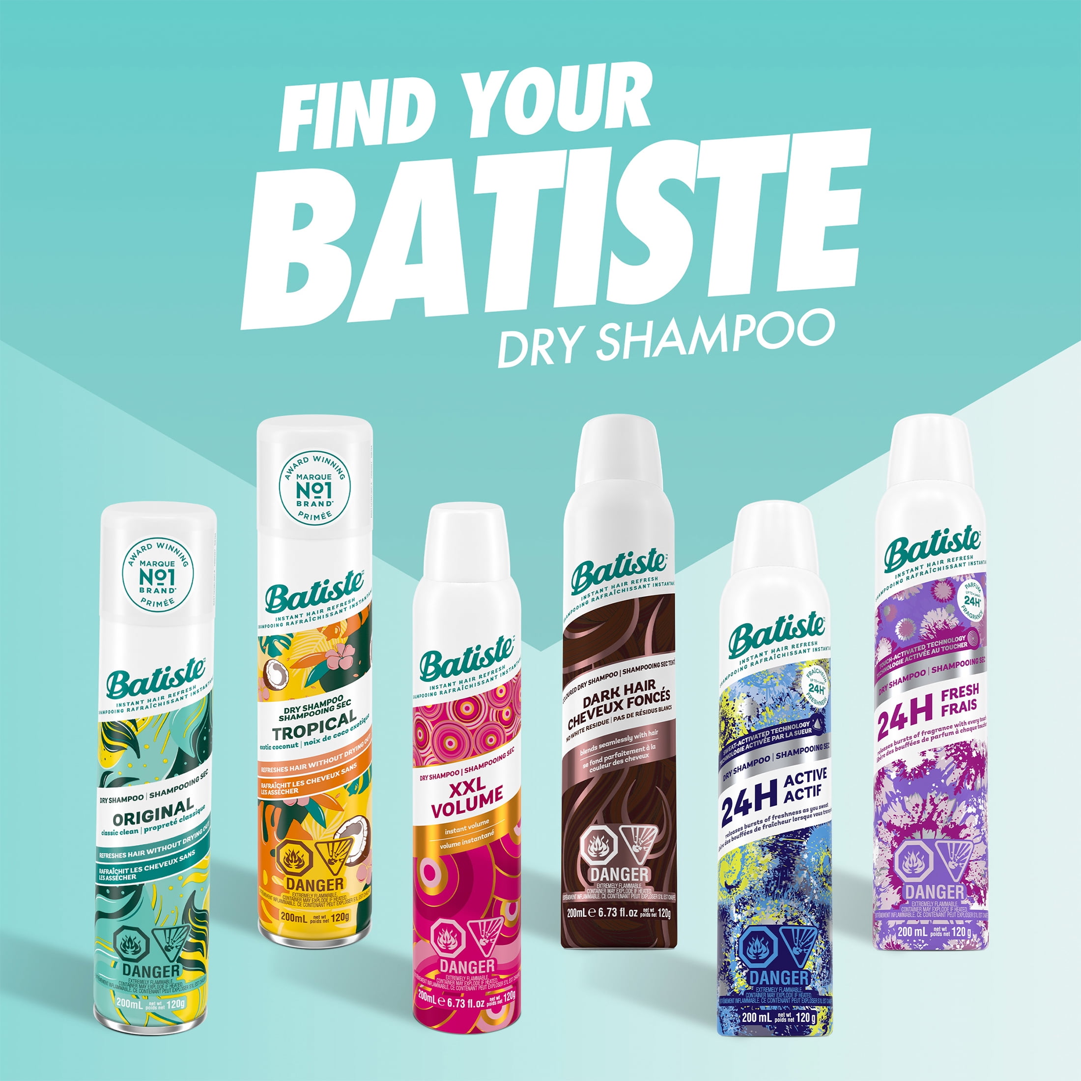 Batiste Brunette Dry Shampoo Spray, Brown & Auburn Hair, Refresh Hair and Absorb Oil Between Washes, 200 ml