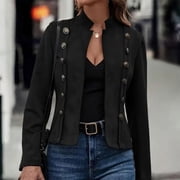 Suede Jacket for Women, Notch Lapel Shacket Jacket, Fashion Button Coat, 2025 Fall Winter Overcoat Cropped Peacoat Trendy Design Coats(Black,M)