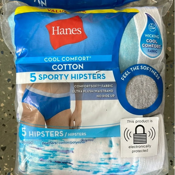 Womens, Hanes Cotton Sporty Hipsters, 5 Pack 5/Small