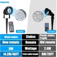thumbnail image 5 of 20W Outdoor RGB LED Spotlights 4 Pack, 120V 1000lm with Remote & Transformer, 12 Colors 19 Modes, IP65 Waterproof 46.5ft Cord, Landscape Lights for Yard Garden Christmas Halloween, 5 of 5