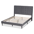 thumbnail image 4 of Baxton Studio Gothard Gray Velvet and Dark Brown Wood King Size Platform Bed, 4 of 6