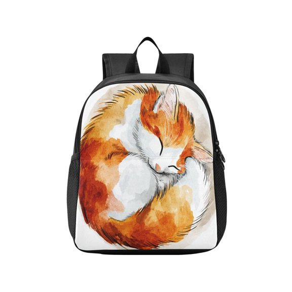 Toddler Backpack Cute Sleeping Orange Cat Waterproof Lightweight Backpack Casual Mini Daypack for Daycare & Travel