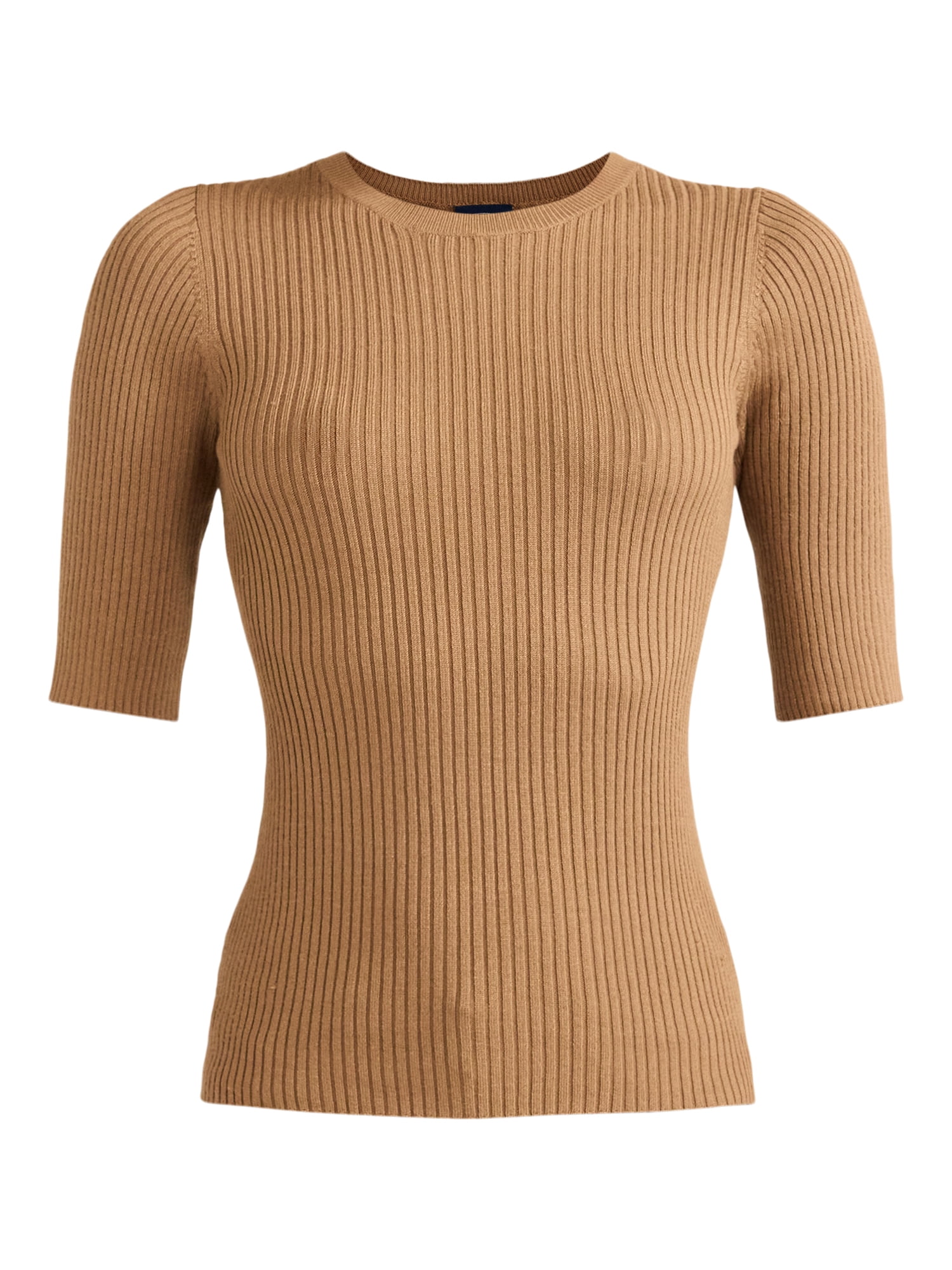 Scoop Women's Rib Knit Sweater with Elbow Length Sleeves Scoop Women's Rib Knit Sweater with Elbow Length Sleeves