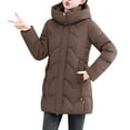 thumbnail image 6 of Wowcloth Women's Casual Solid Color Long Sleeve Hooded Cotton Coat - Warm Winter Outerwear for Everyday Use, 6 of 9