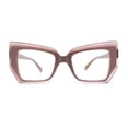 thumbnail image 5 of Womens Oversized Thick Squared Cat Eye Clear Lens Fashion Eyeglasses Beige, 5 of 8