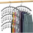 thumbnail image 2 of Legging Organizer for Closet,  Yoga Pants Hangers 4  w/10 Clips  40 Leggings, Space Saving  Closet Organizer w/Rubber Coated Closet Organizers and Storage, Black, 2 of 7
