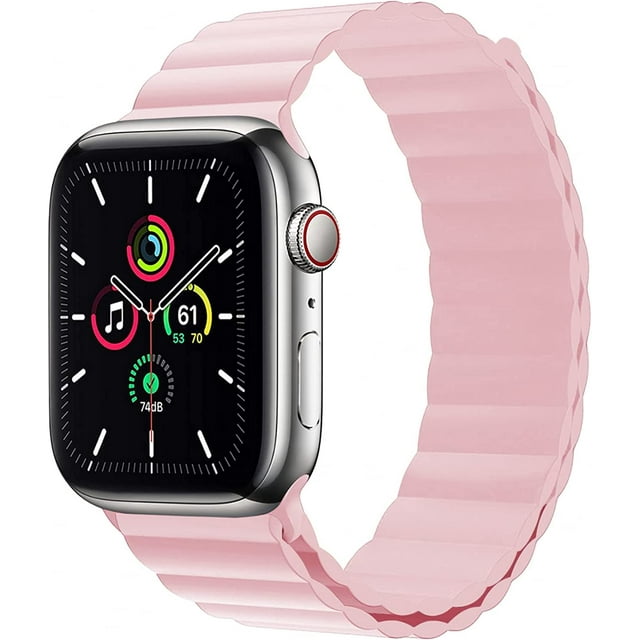 Magnetic Silicone Loop Band Compatible with Apple Watch Bands 38mm 40mm 41mm 42mm 44mm 45mm, Adjustable Loop Strap Soft Silicone Sport Wrist Band for Apple Watch Series 7 45 mm Series SE 6 5 4 3 2 1