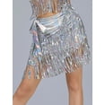 thumbnail image 4 of FEOYA Belly Dance Hip Scarf for Women Triangle Dance Belt Skirt with Tassels Latin Dance Hip Scarf Sequins Wrap Scarf Skirt for Music Festival Rave Party Silver, 4 of 7