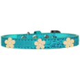 thumbnail image 1 of Gold Flower Widget Croc Dog Collar Turquoise Size 14, 1 of 1