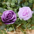 thumbnail image 2 of Waipfaru 2pcs Purple Flower Garland, 6ft Artificial Eucalyptus Garland with Purple Roses Flower, Fake Rose Floral Greenery Garland for Wedding Arch Table Wall Room Decor, 2 of 7
