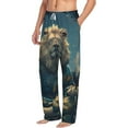 thumbnail image 6 of Salouo Starry Sky Meditating Lion Print Pajama Pants for Men, Lounge Pants Elastic Waistband Casual Men's sleepwear Loungewear Sleep Pajama Pant -Large, 6 of 7
