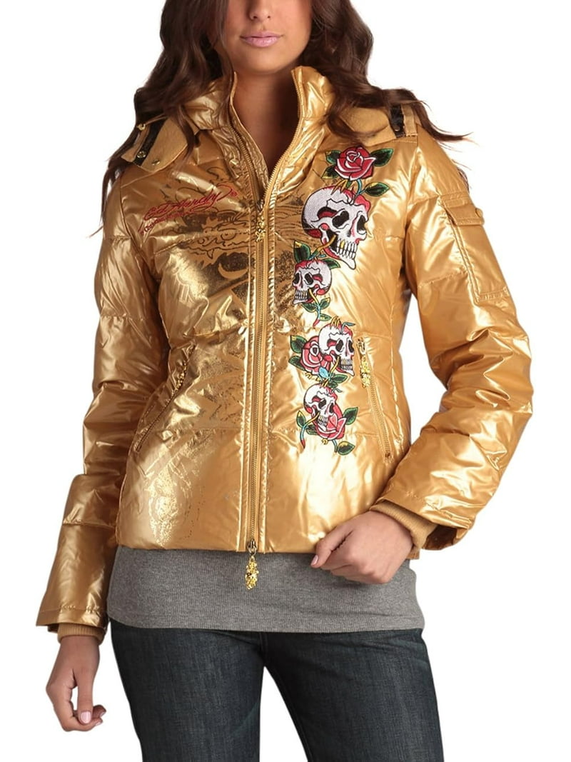 Ed Hardy by Christian Audigier Women's Embroidered Removable Hood