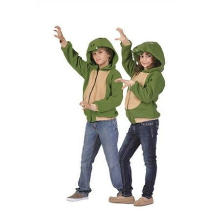 Child Ness the Dinosaur Hoodie Costume - Olive Green, Large