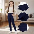 thumbnail image 5 of Girls Fleece Lined Thickened Slim Fit Base Layer Leggings Stretch Waist Full Length Plain Knit Thermal Pants, 5 of 6
