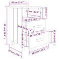 thumbnail image 4 of vidaXL Table de Chevet HAMAR Blanc 40x35x62 cm Bois Massif Pin, 4 of 5