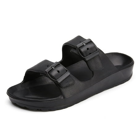

Lopsie Men s Comfort Slides Double Buckle Adjustable EVA Flat Sandals