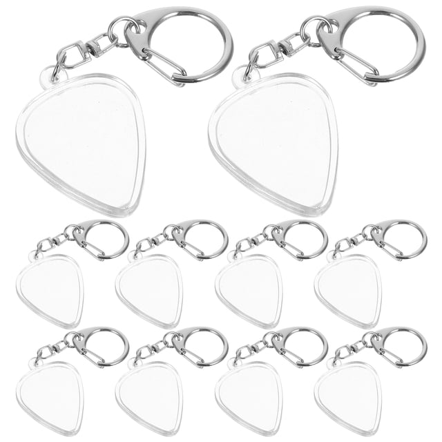 SOPOTUTU 10Pcs Transparent Guitar Pick Storage Container Portable Keychain Holder for Acoustic and Electric Guitar