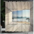 thumbnail image 4 of Ambesonne Ocean Shower Curtain, View of Sea Waves Rocks, 69"Wx84"L, Beige Blue White, 4 of 5