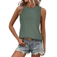 thumbnail image 2 of HUANBAI Tank Tops For Women Sleeveless Eyelet Shirts High Crew Neck Cute Summer Loose Fit Top Soft Camisole Sleeveless, 2 of 5