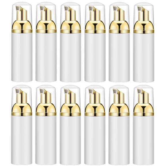 Botella con bomba de espuma Lil Ray, 60 ml, blanca para champú de pestañas, 12 unidades