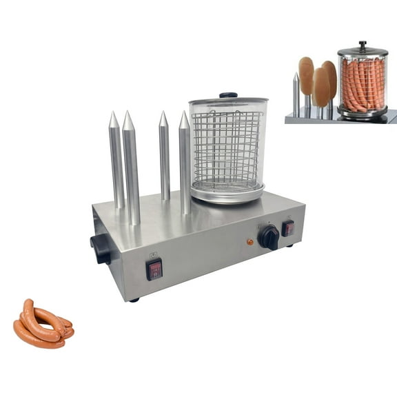 INTSUPERMAI Automatic Sausage Grill Machine Electric Hot Dog Maker Silver