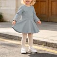 thumbnail image 3 of Baby Girls Long Sleeve Fit and Flare Dress with Ruffle Hem for Family Photos and Daily Wear, 3 of 6