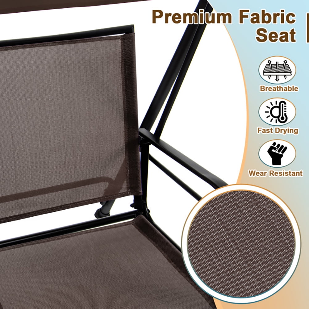 Aimee Lii 2-Seat Outdoor Canopy Swing with Comfortable Fabric Seat and Heavy-duty Metal Frame, Outdoor Swing for Adults, Brown Aimee Lii 2-Seat Outdoor Canopy Swing with Comfortable Fabric Seat and Heavy-duty Metal Frame, Outdoor Swing for Adults, Brown