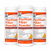 Quality Choice Psyllium Fiber Powder, Sugar Free Orange Flavor, 10 oz, 48 Doses, Naturally Derived Vegetable Fiber Supplement for Daily Fiber Intake 3 Pack