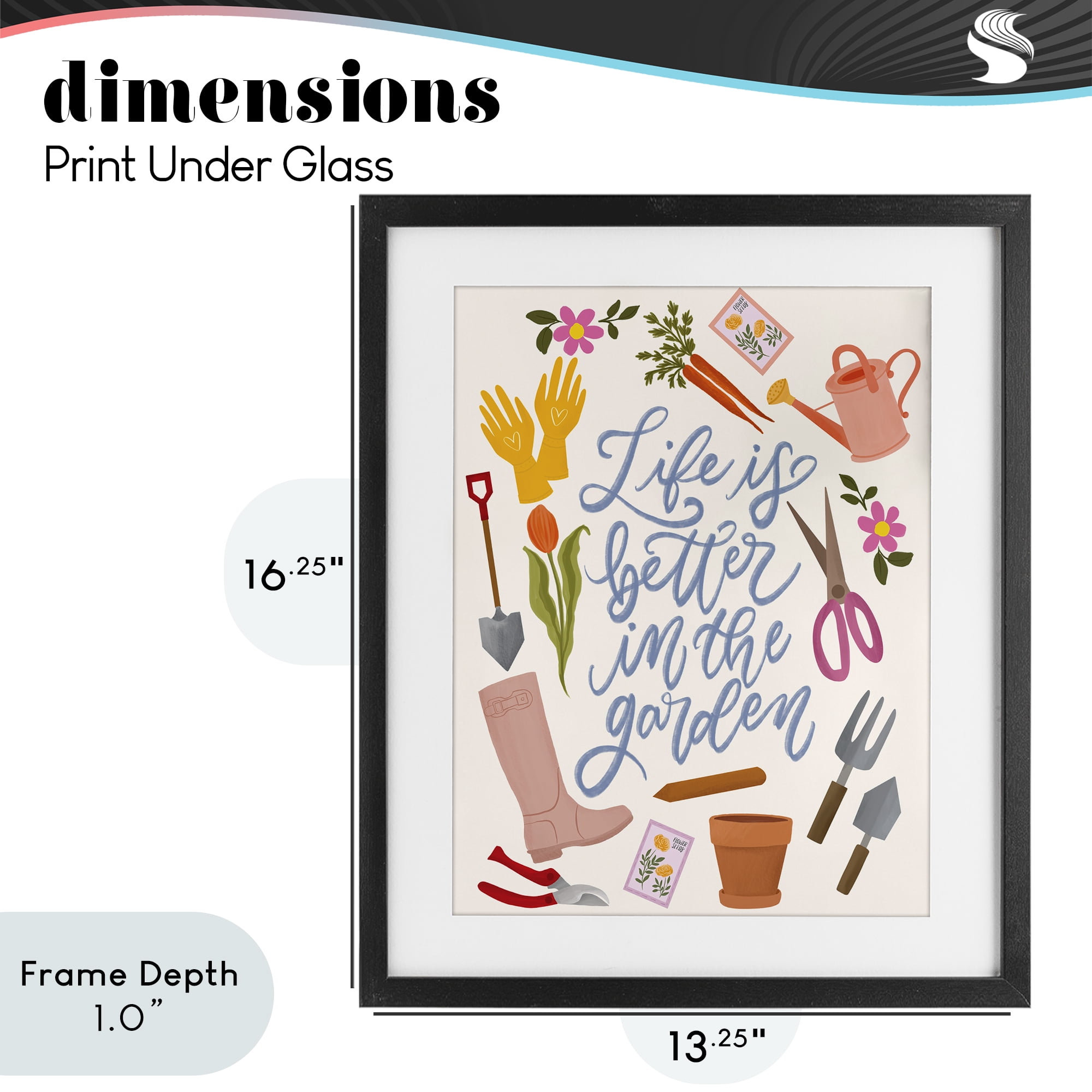 Stupell Industries Life In The Garden Black Framed Print Under Glass, design by Isabela Schielke