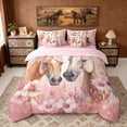 thumbnail image 3 of Erosebridal Farm Horse Twin Bedding Sets, Pink Flower Butterfly Bedding Comforter Set for Girls, 3 of 6