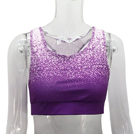 

Women Leggings Running Bra Sports Fitness Gym Yoga Workout High Waist Gradient Tops(Purple L-bra)