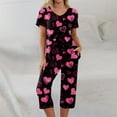 thumbnail image 7 of Garbnen Valentine Pajama Set Women V Neck Short Sleeve Sleepwear Top and Capri Pjs Heart Print Sleepwear 2 Piece Pjs with Pockets, 7 of 7