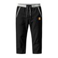 thumbnail image 4 of JUUYY Men's Outdoor Capri Pants with Pockets, Drawstring Lightweight Elastic Waist Loose Beach Vacation Casual Summer Cropped Pants Black L, 4 of 5