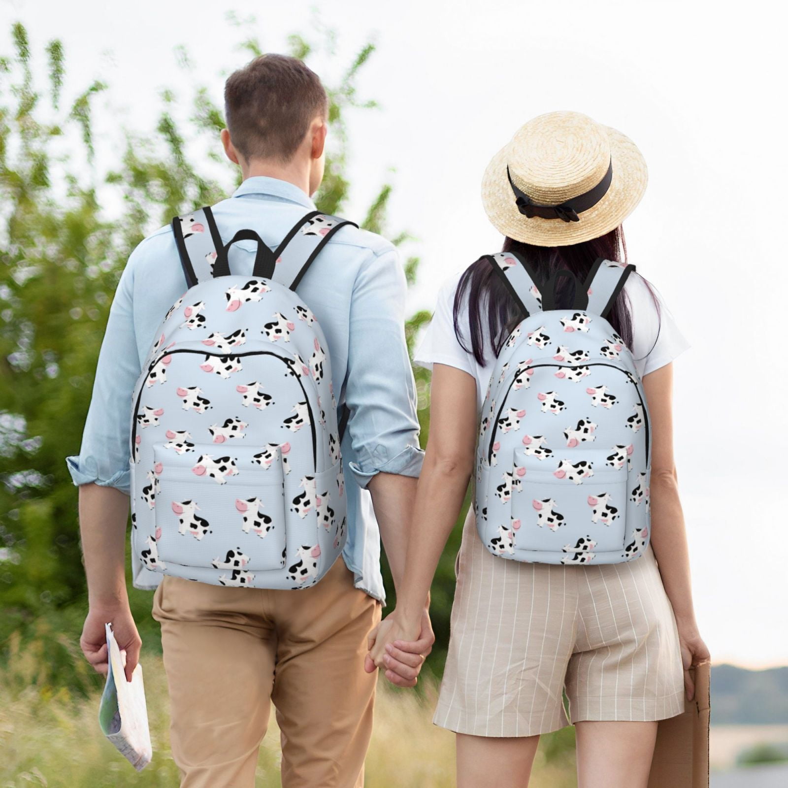 Kuqiui Cute Farm Cow Print Canvas Travel Laptop Backpack for Men Women,Business Work Rucksack College School Computer Bag Fits 15.6 Inch Notebook