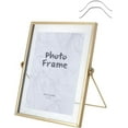 thumbnail image 6 of Clear 8.5x6.5 Inch Glass Picture Frame Vertical Gold Metal Photo Frame Simple Metal Geometric Picture Frame Tabletop Shelf Photo Frames with Glass Front Frames for Home Office Wedding Desk Stand, 6 of 9