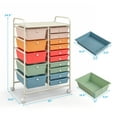 thumbnail image 3 of Gymax 15 Drawer Rolling Storage Cart Opaque Multicolor Drawers Home Organizer Multicolor, 3 of 10