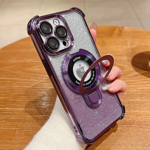 for iPhone 13 Pro Max MagSafe Case with Stand,Military Grade Protection Magnetic Shockproof Hard Case with Ring Holder Kickstand Camera Lens Protector for iPhone 13 Promax 6.7'' Purple
