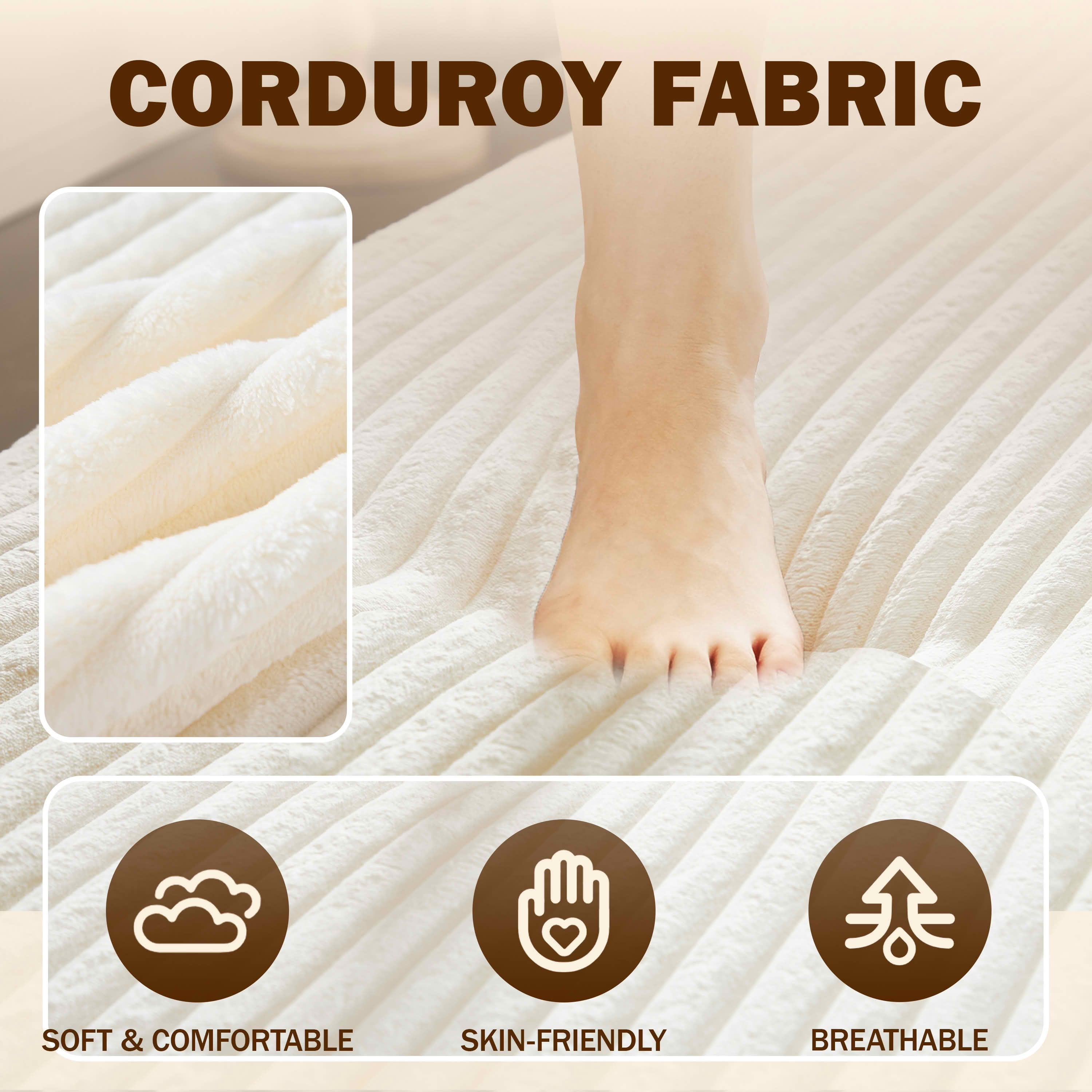 MAYEERTY Twin Corduroy Foldable Foam Floor Sofa Bed, Zero Assembly Vacuum Compressed Sleeper with 2 Pillows